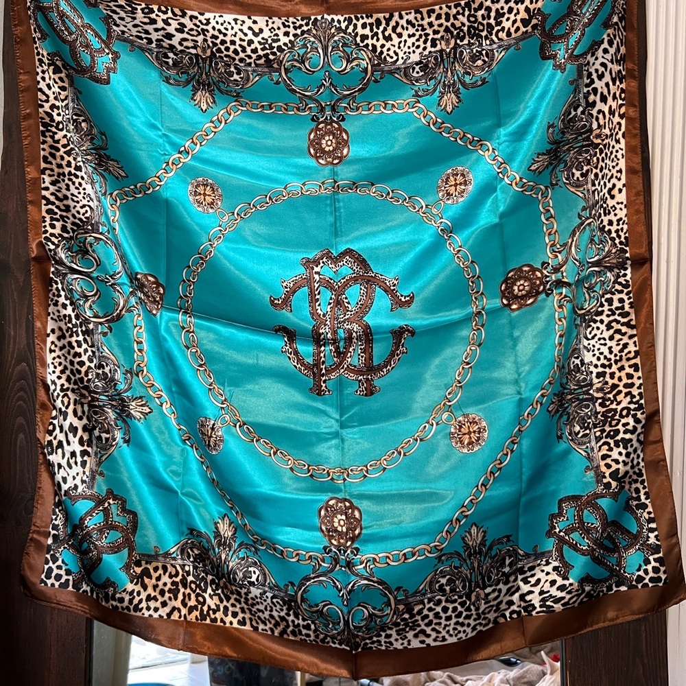 Unique Bargains High Falutin’ Turquoise and Brown Scarf NEW!